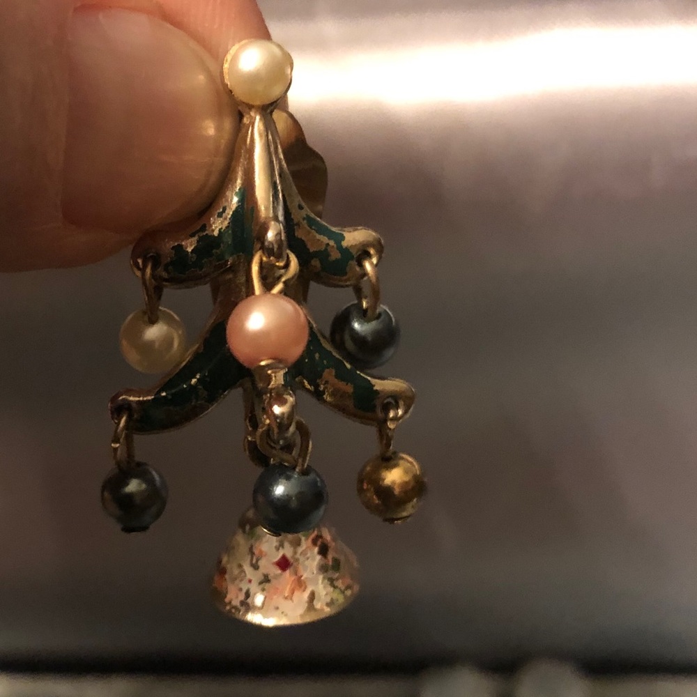 Vintage Zentall Clip-on Christmas Tree Earrings